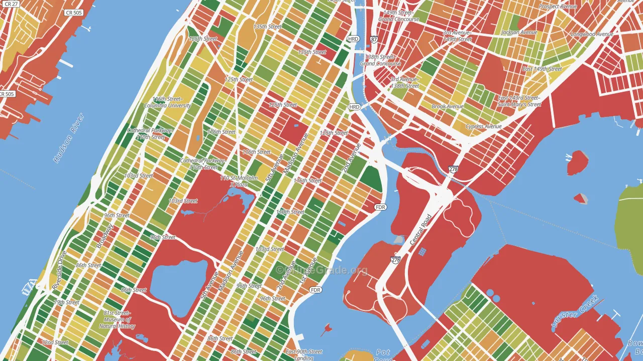 East Harlem, Manhattan, NY Map of Theft Rates