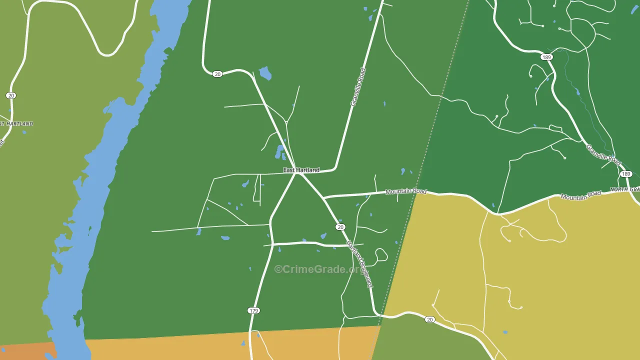 East Hartland, CT Map of Theft Rates