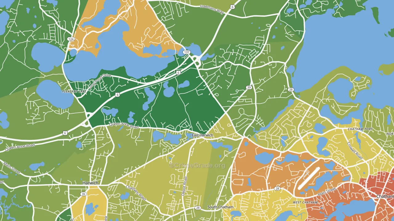 East Harwich, MA Map of Theft Rates