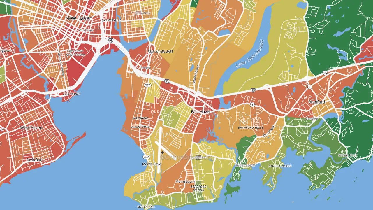 East Haven, CT Map of Theft Rates