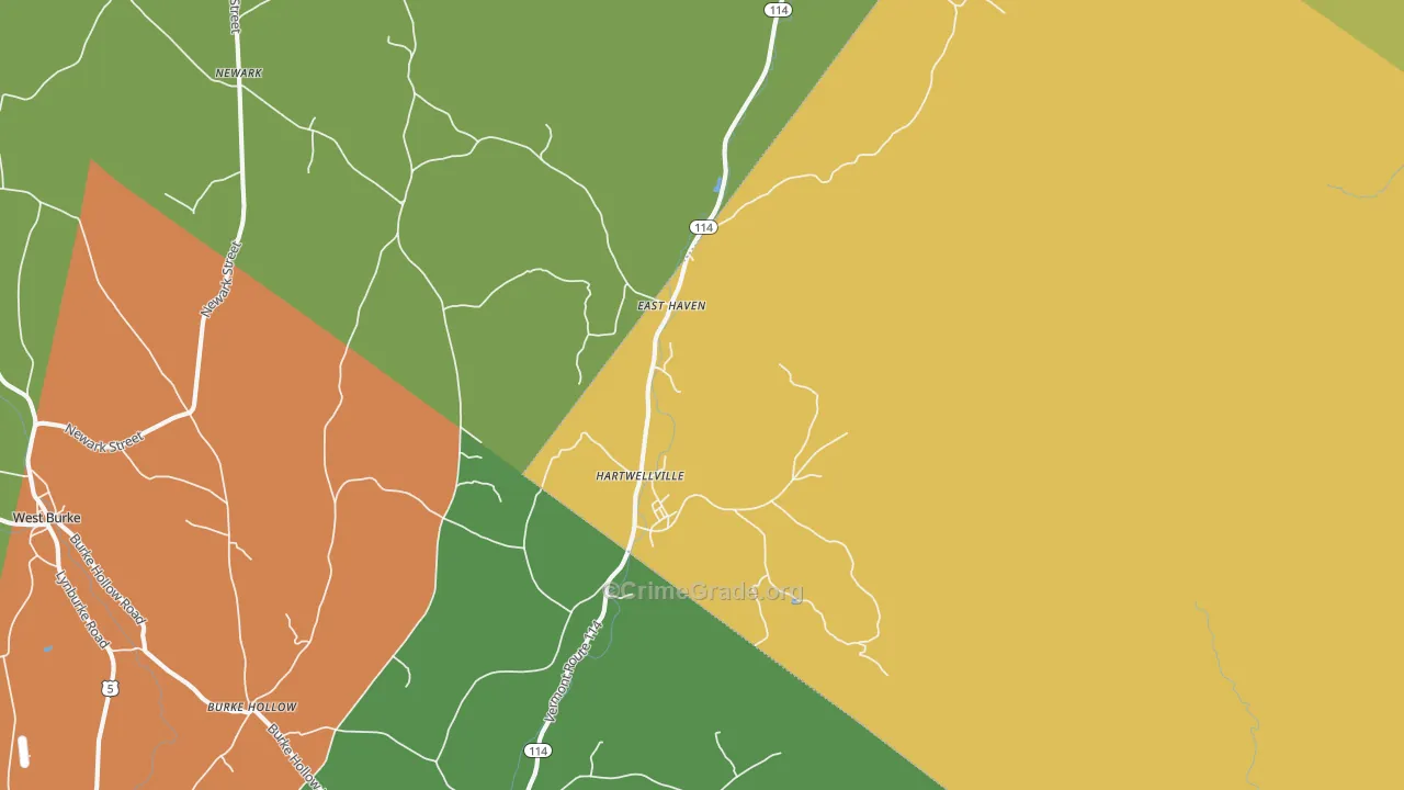 East Haven, VT Map of Theft Rates
