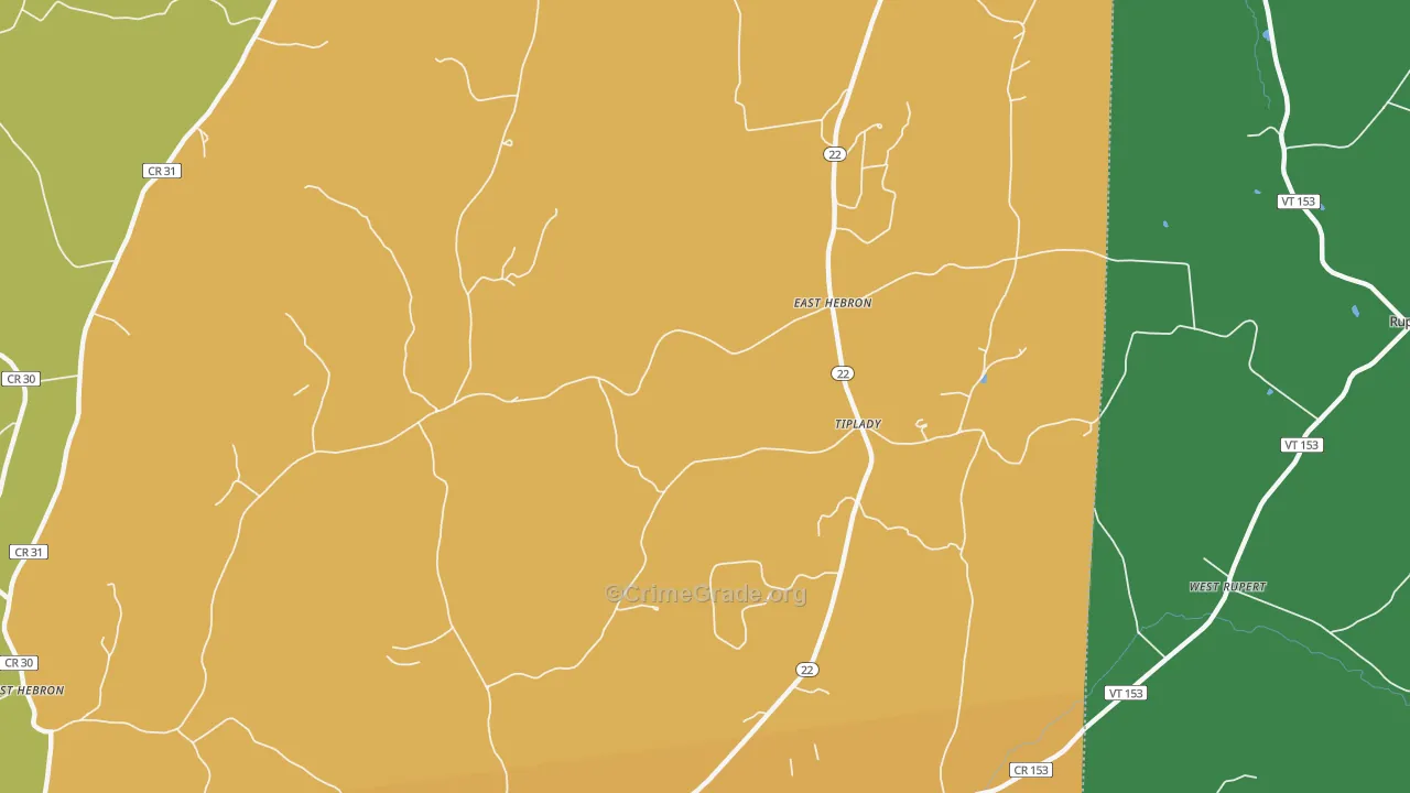 East Hebron, NY Map of Theft Rates