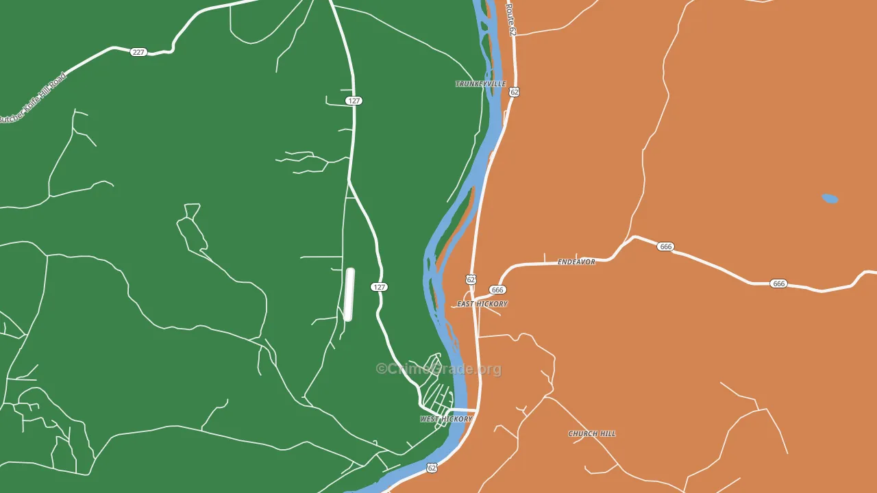 East Hickory, PA Map of Theft Rates