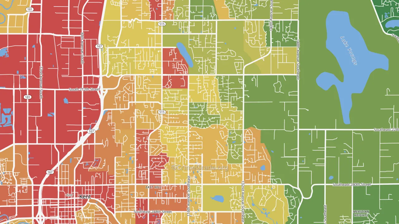 East Hill-Meridian, WA Map of Theft Rates