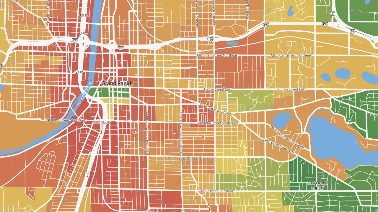 East Hills, Grand Rapids, MI Map of Theft Rates
