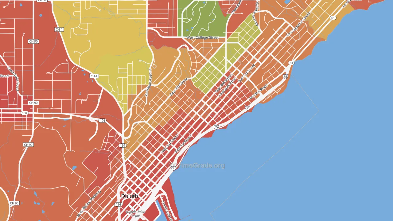 East Hillside, Duluth, MN Map of Theft Rates