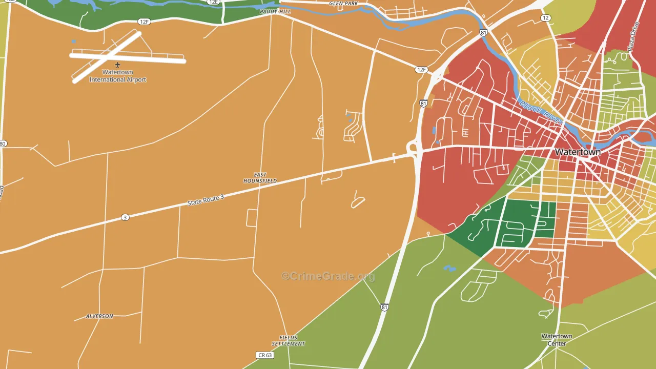 East Hounsfield, NY Map of Theft Rates