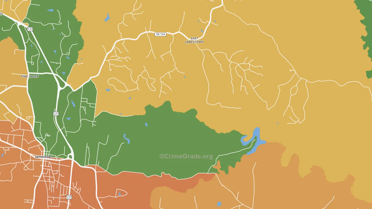 East Jamestown, TN Map of Theft Rates
