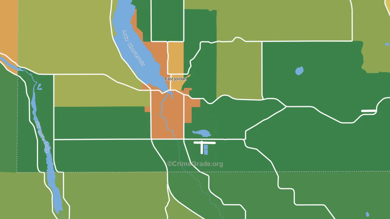 East Jordan, MI Map of Theft Rates