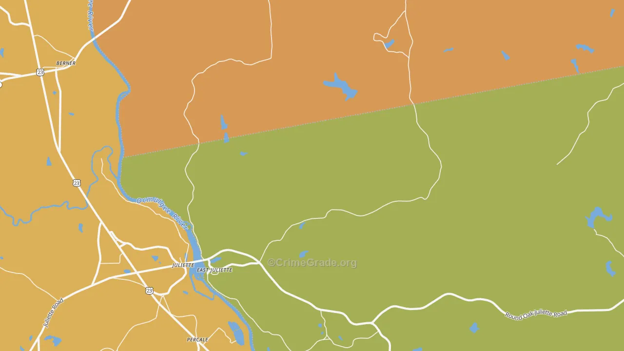 East Juliette, GA Map of Theft Rates