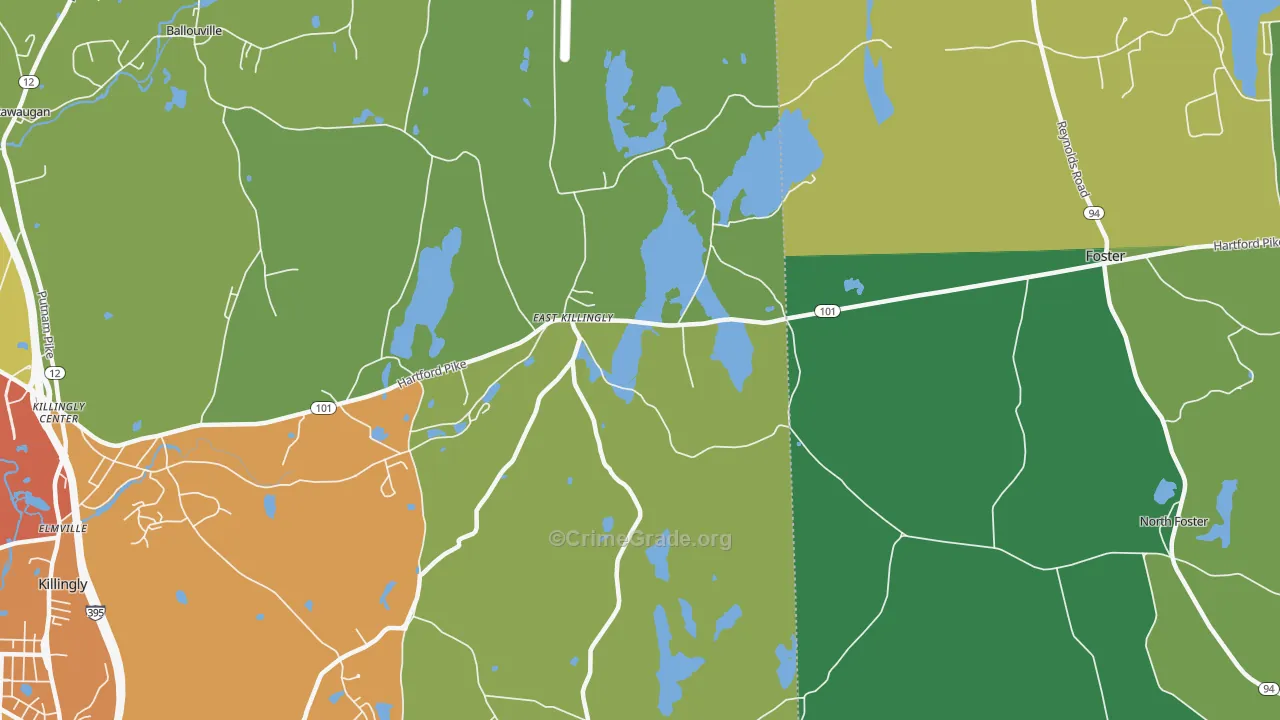 East Killingly, CT Map of Theft Rates