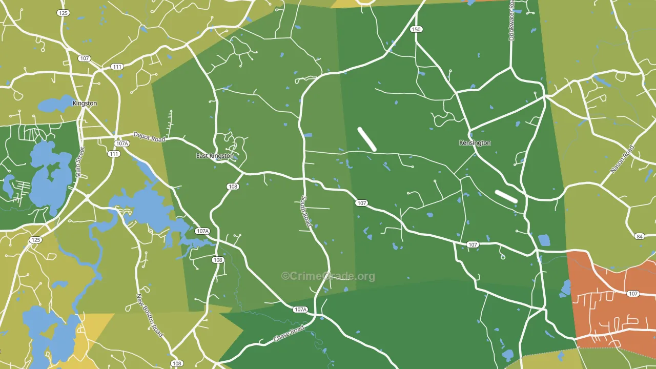 East Kingston, NH Map of Theft Rates