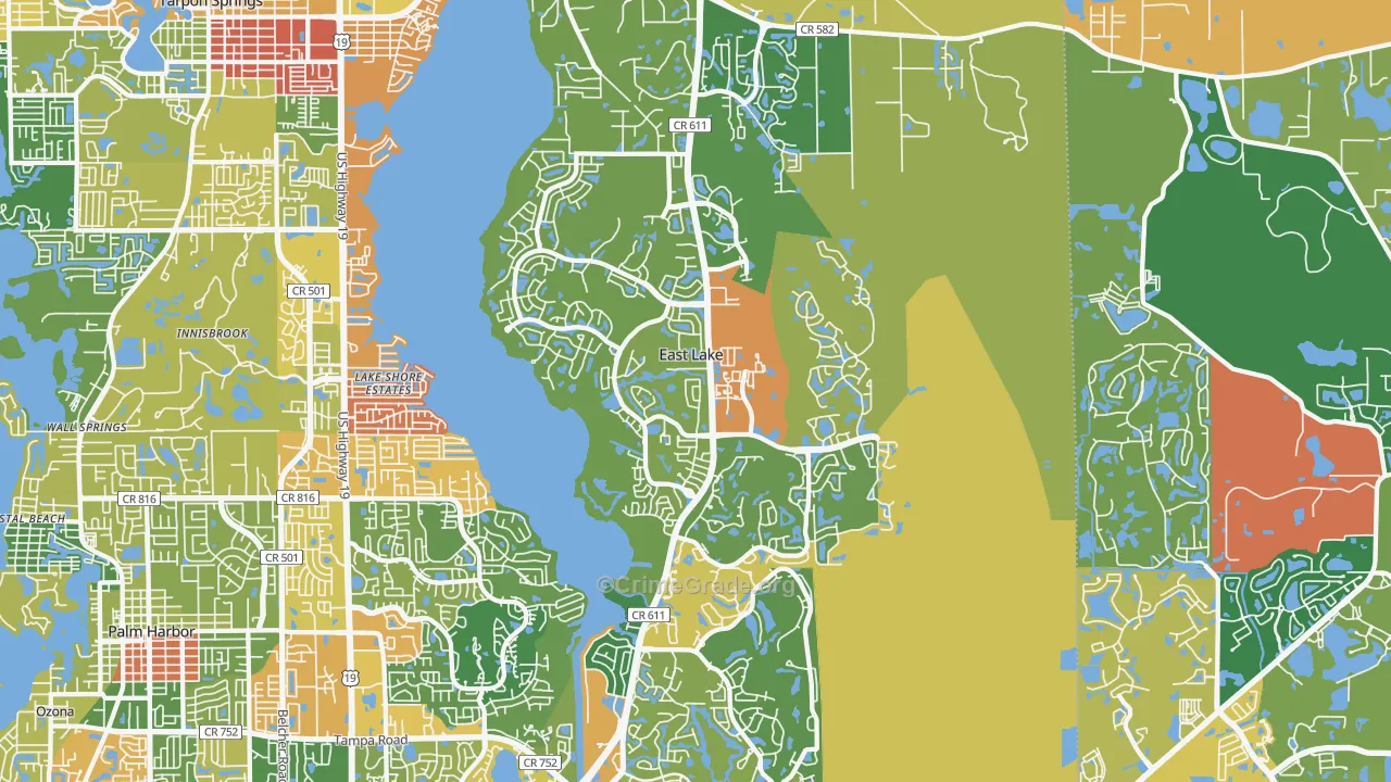 East Lake, FL Map of Theft Rates