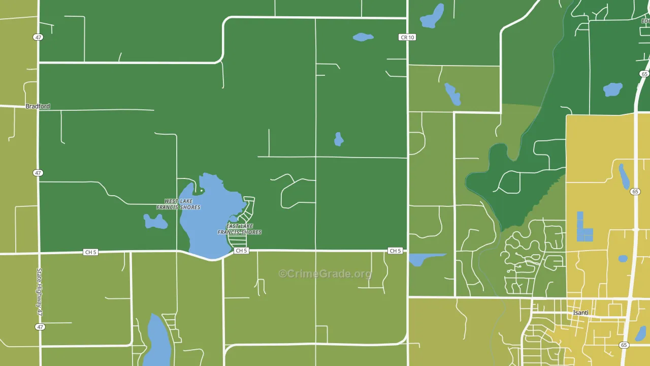 East Lake Francis Shores, MN Map of Theft Rates