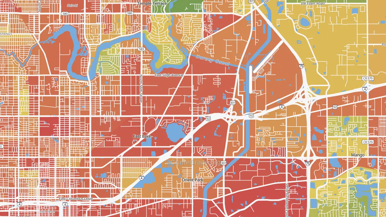 East Lake-Orient Park, FL Map of Theft Rates