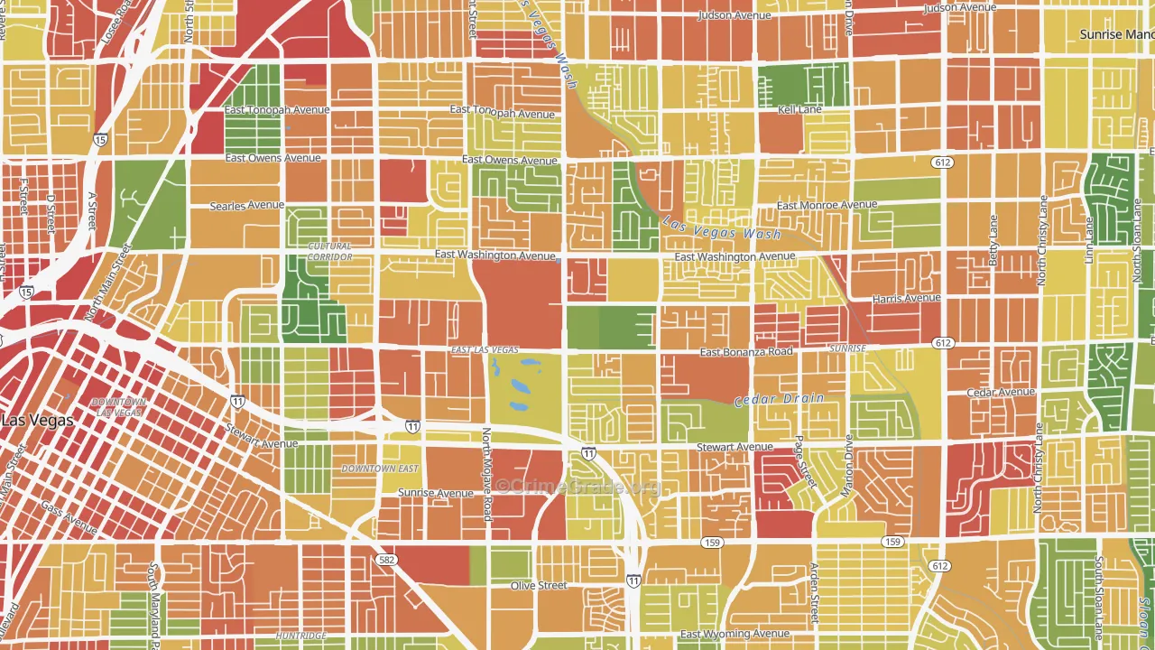 East Las Vegas, Las Vegas, NV Map of Theft Rates