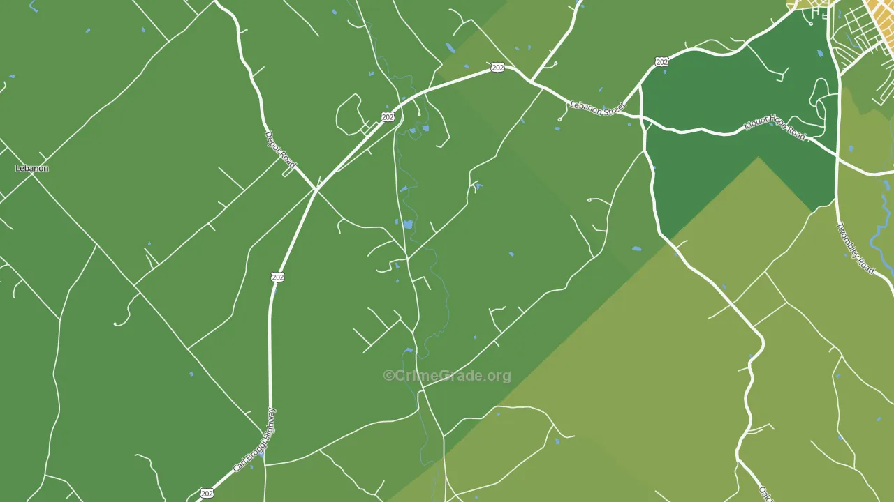 East Lebanon, ME Map of Theft Rates