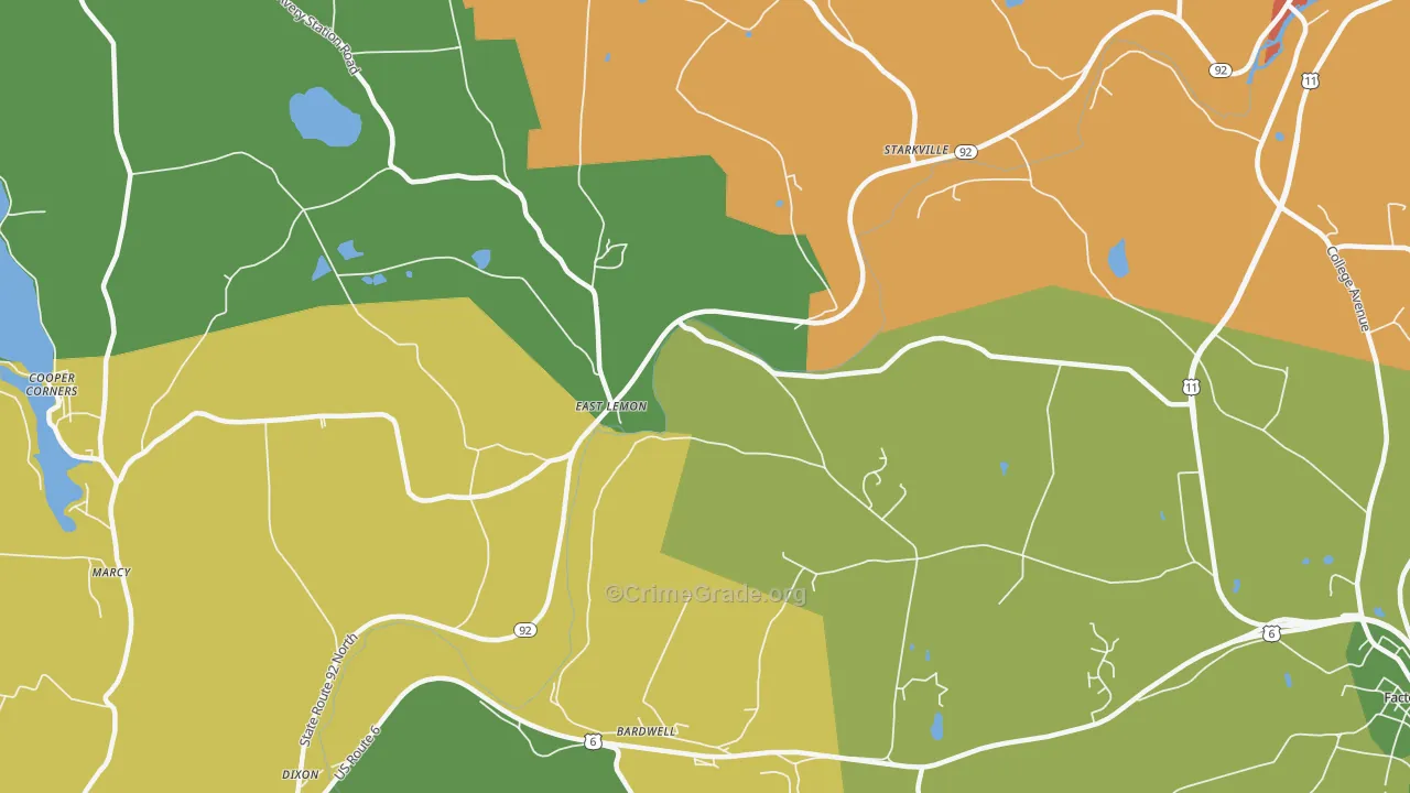 East Lemon, PA Map of Theft Rates