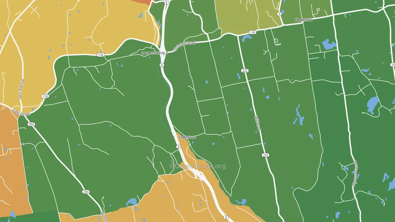 East Litchfield, CT Map of Theft Rates