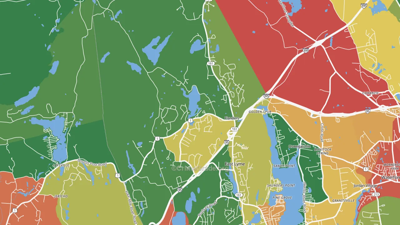 East Lyme, CT Map of Theft Rates