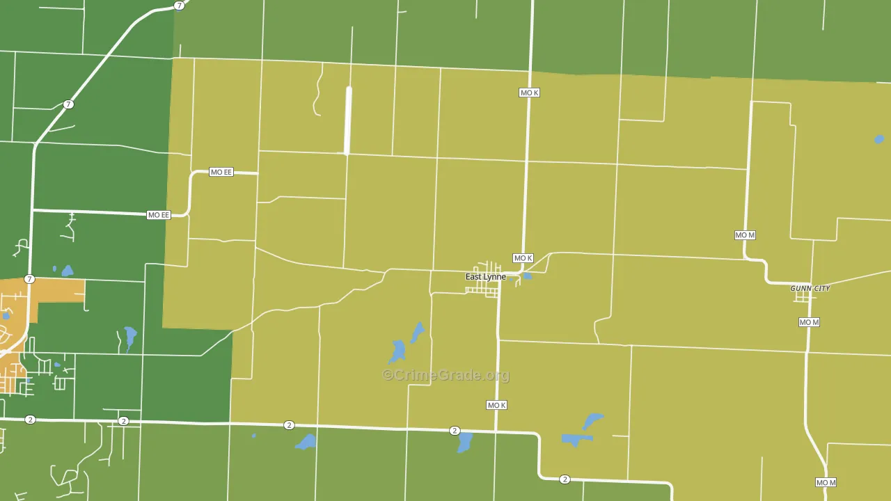 East Lynne, MO Map of Theft Rates