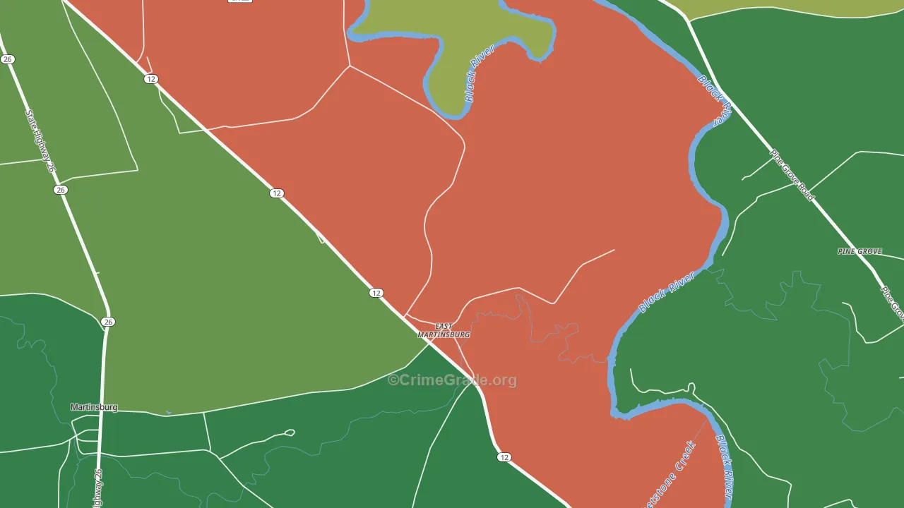 East Martinsburg, NY Map of Theft Rates