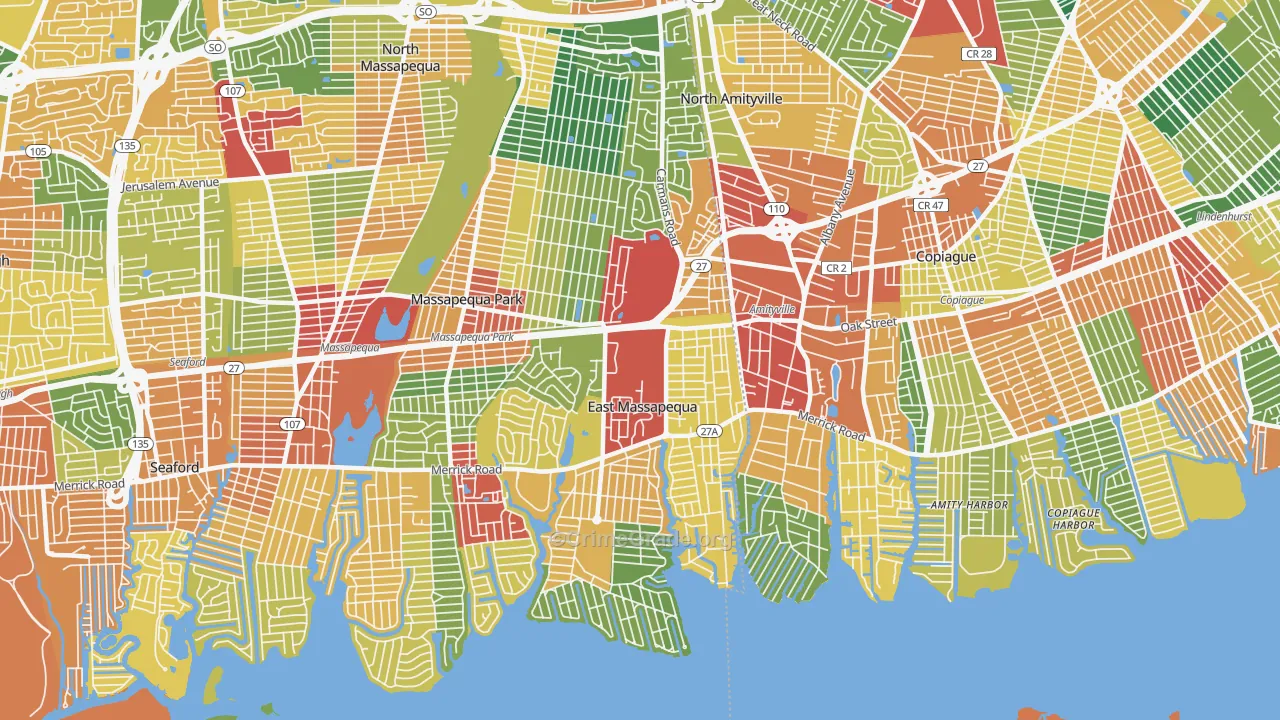 East Massapequa, NY Map of Theft Rates