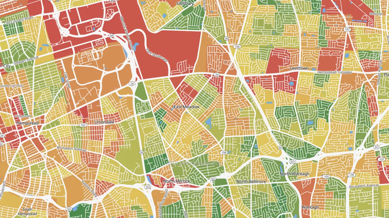 East Meadow, NY Map of Theft Rates