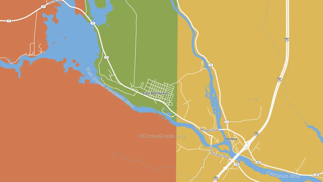 East Millinocket, ME Map of Theft Rates