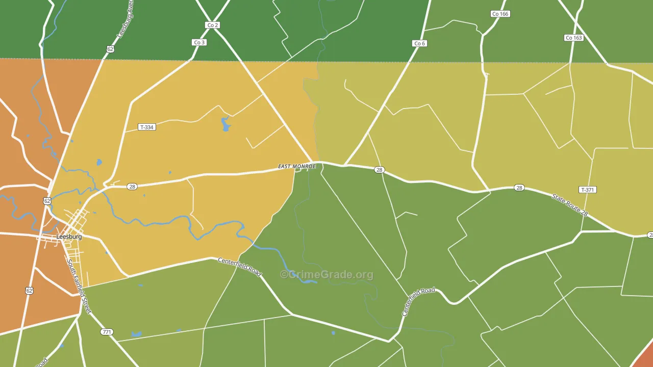 East Monroe, OH Map of Theft Rates