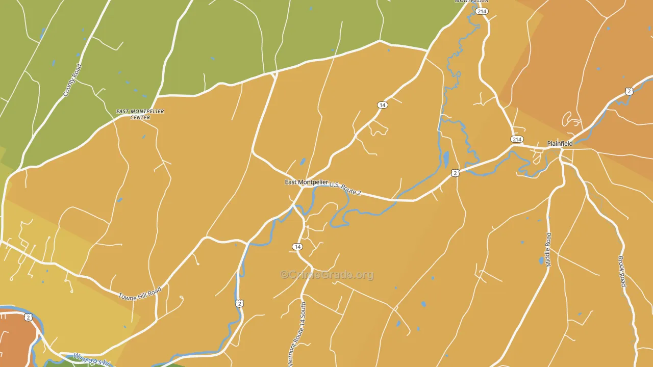 East Montpelier, VT Map of Theft Rates