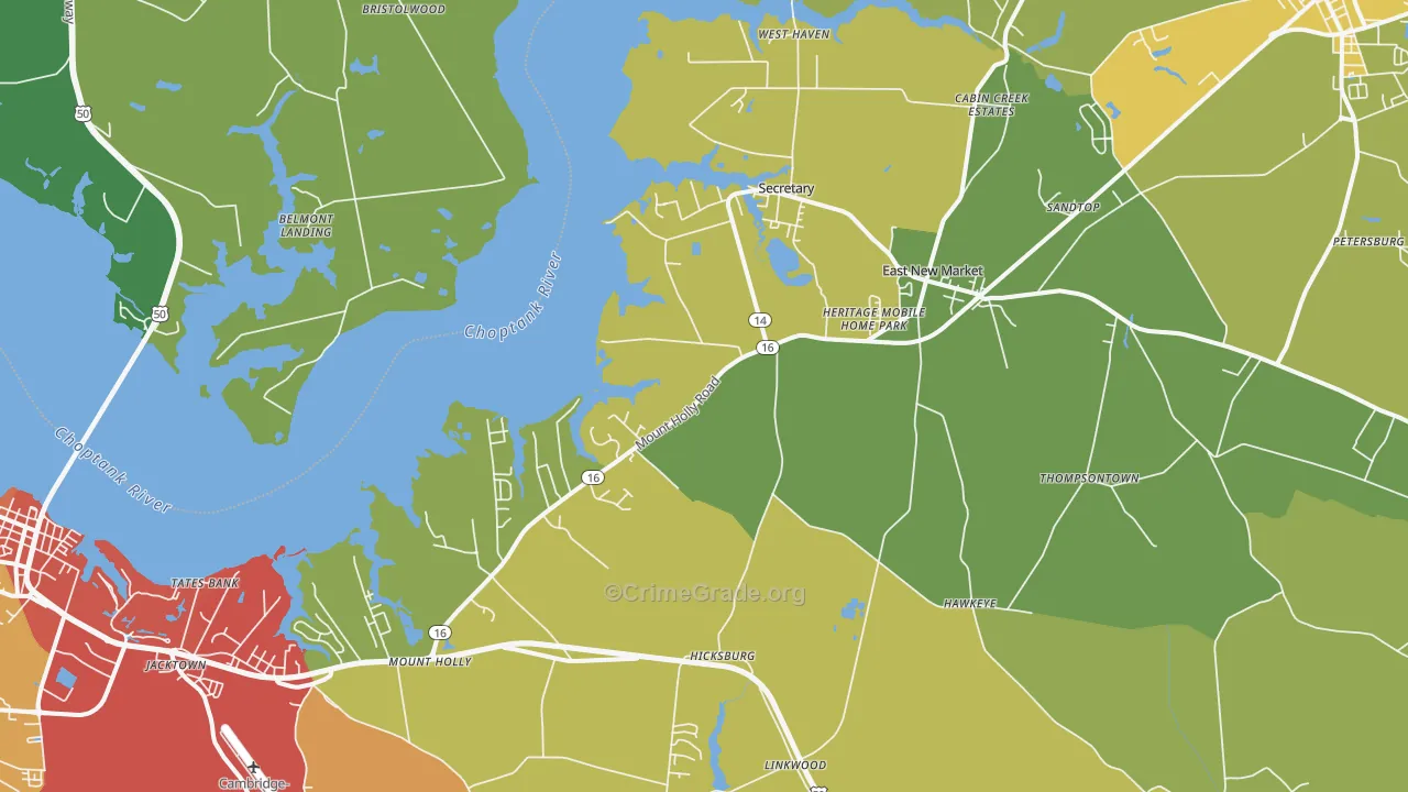 East New Market, MD Map of Theft Rates