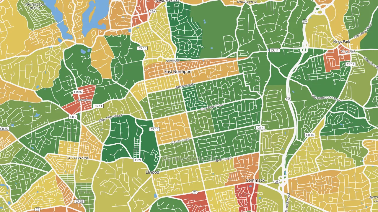 East Northport, NY Map of Theft Rates