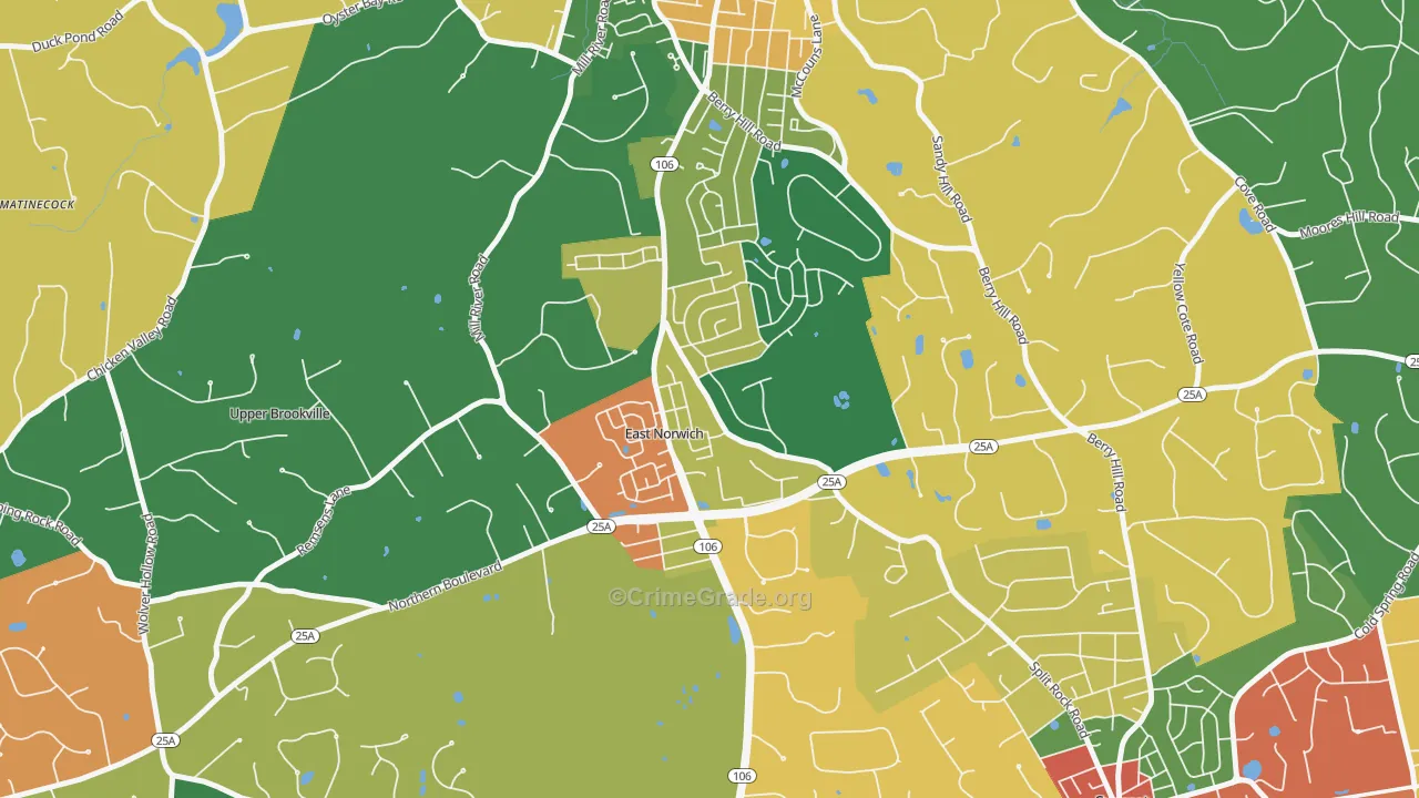 East Norwich, NY Map of Theft Rates