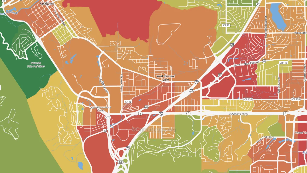 East Old Golden Road, West Pleasant View, CO Map of Theft Rates