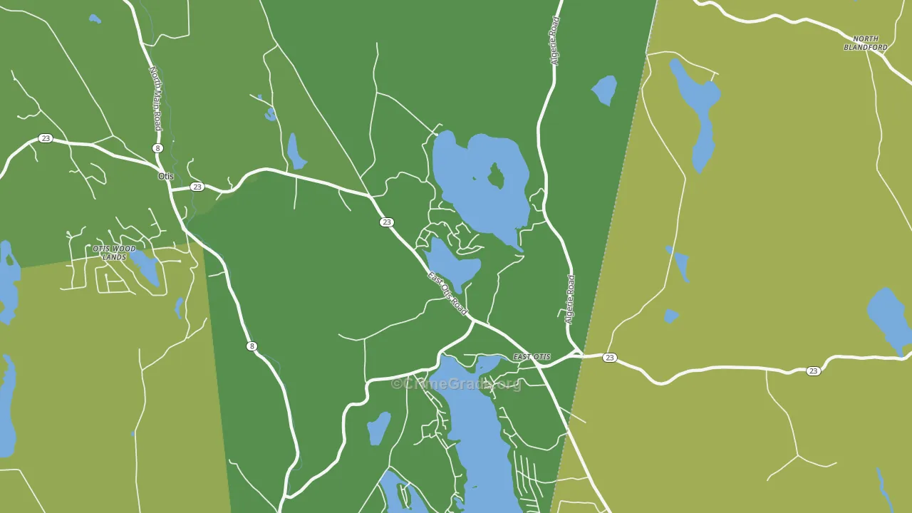 East Otis, MA Map of Theft Rates
