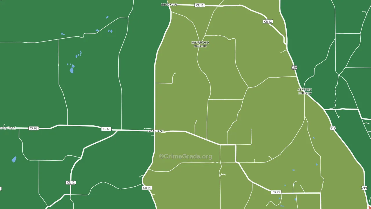 East Otto, NY Map of Theft Rates