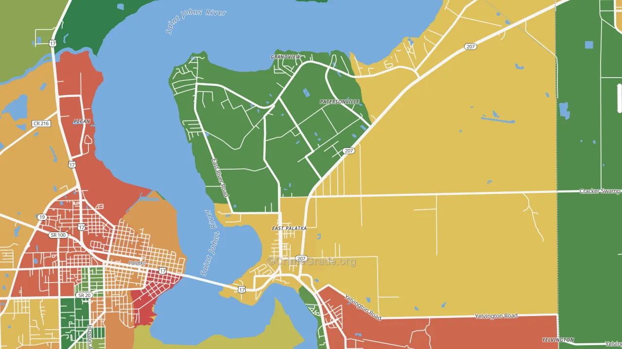 East Palatka, FL Map of Theft Rates