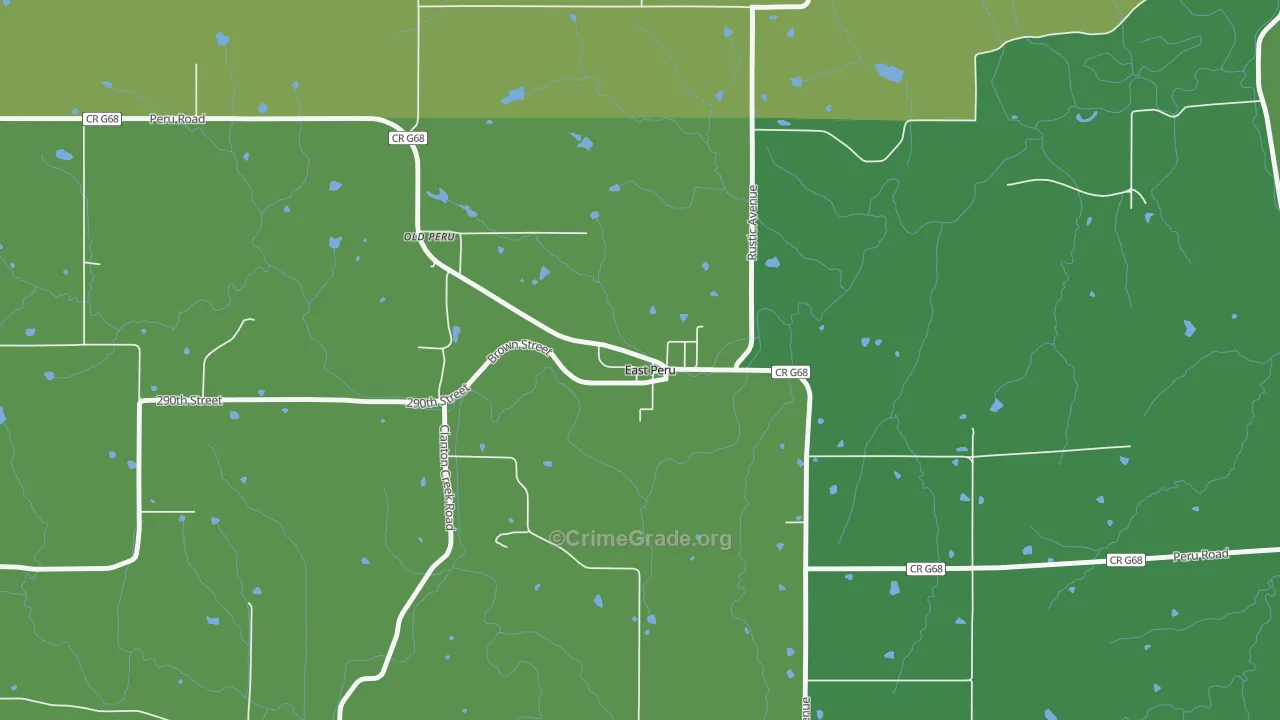 East Peru, IA Map of Theft Rates
