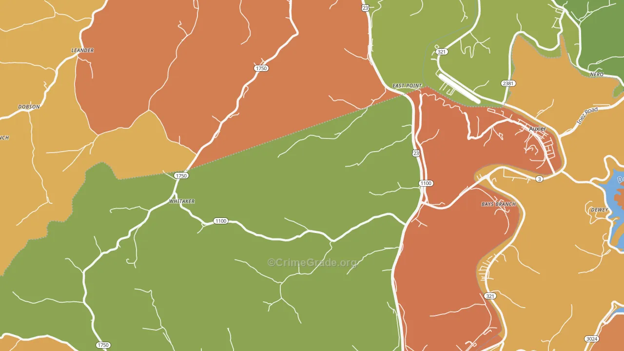 East Point, KY Map of Theft Rates