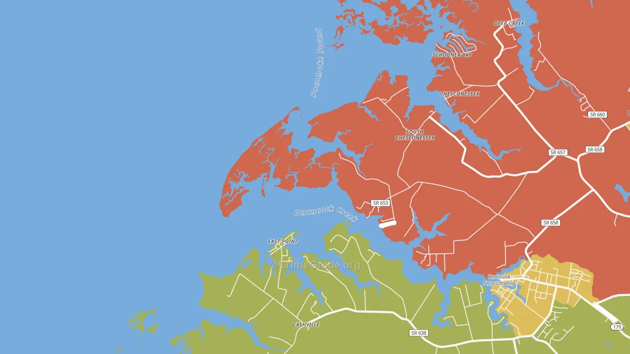 East Point, VA Map of Theft Rates