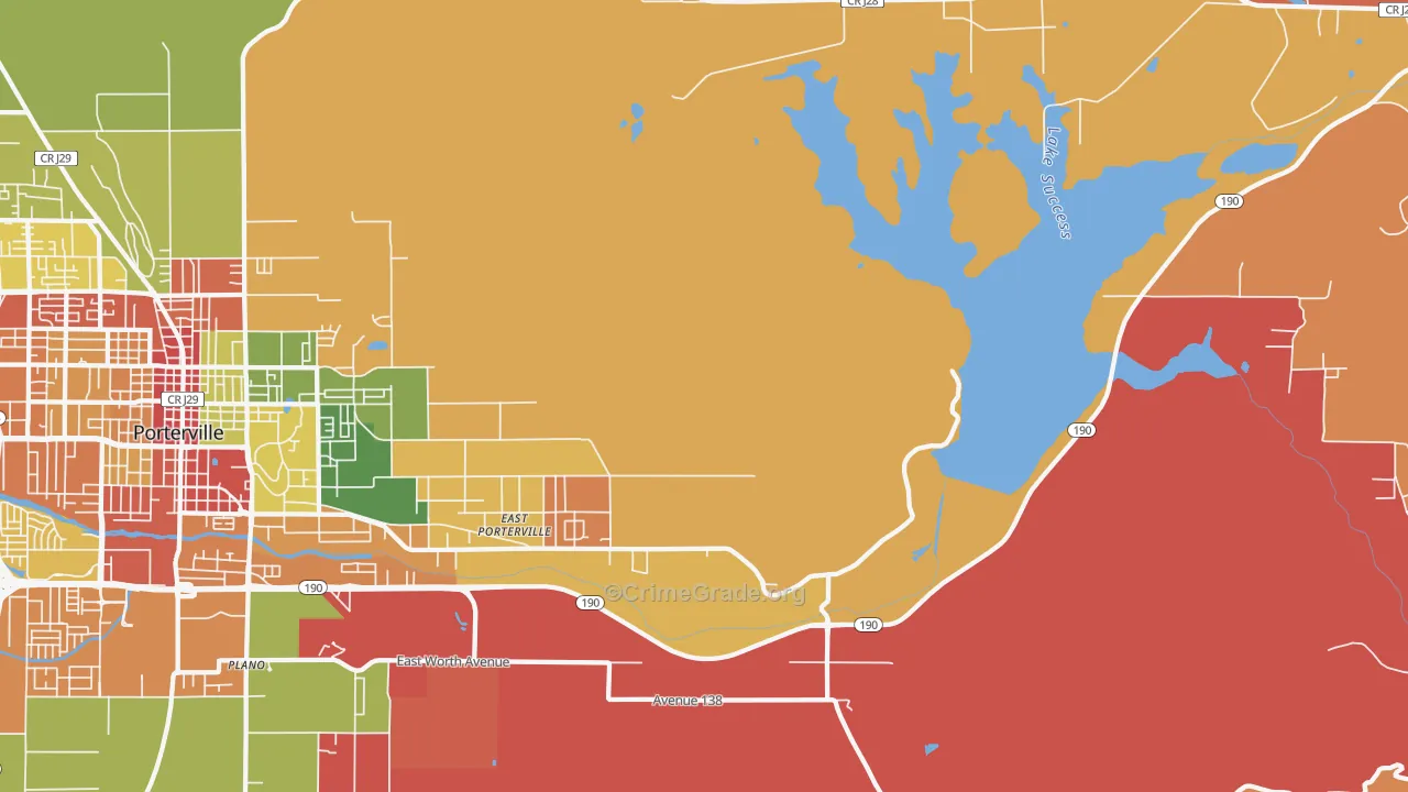 East Porterville, CA Map of Theft Rates