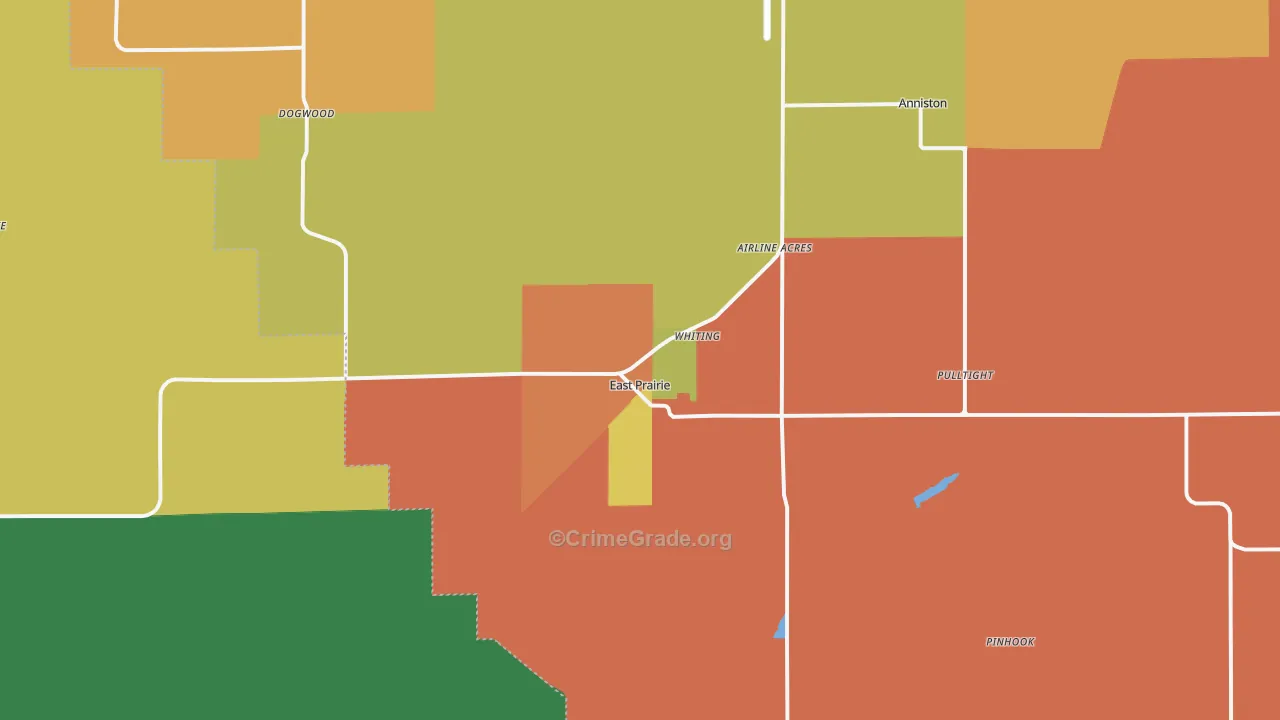 East Prairie, MO Map of Theft Rates