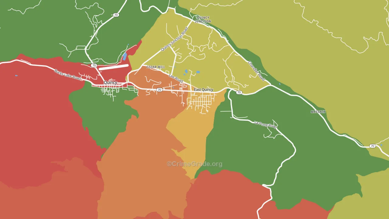 East Quincy, CA Map of Theft Rates