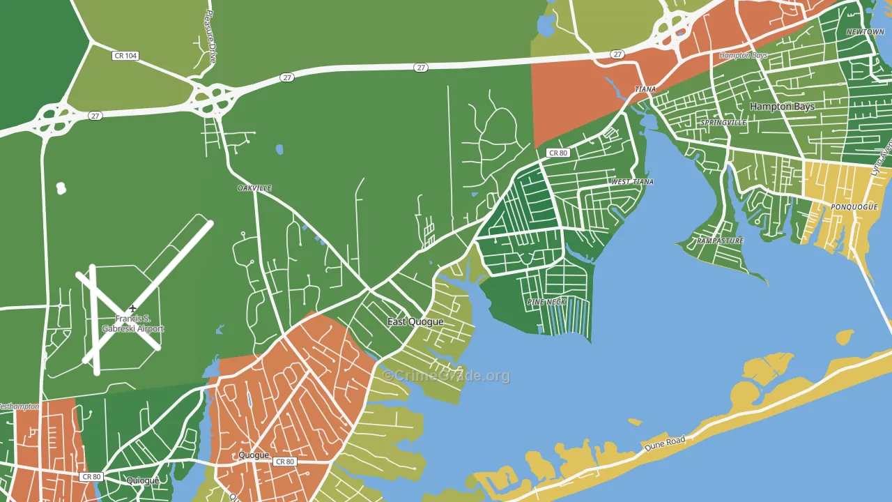 East Quogue, NY Map of Theft Rates