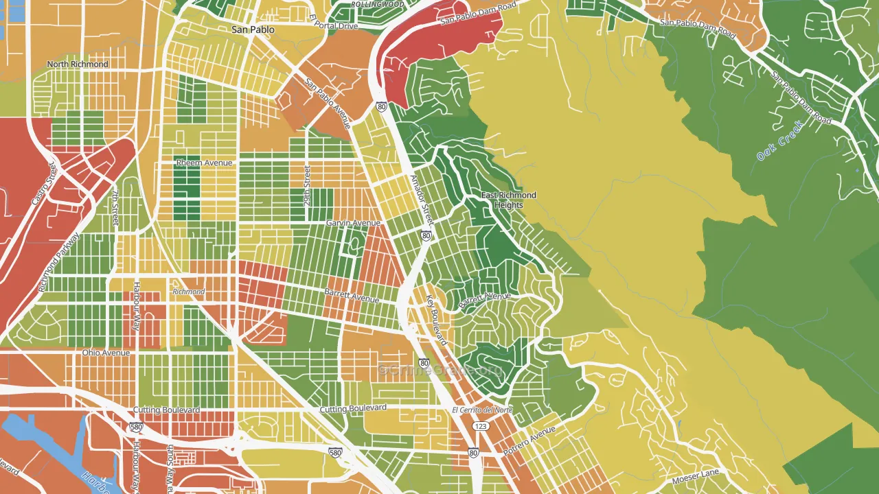 East Richmond, Richmond, CA Map of Theft Rates
