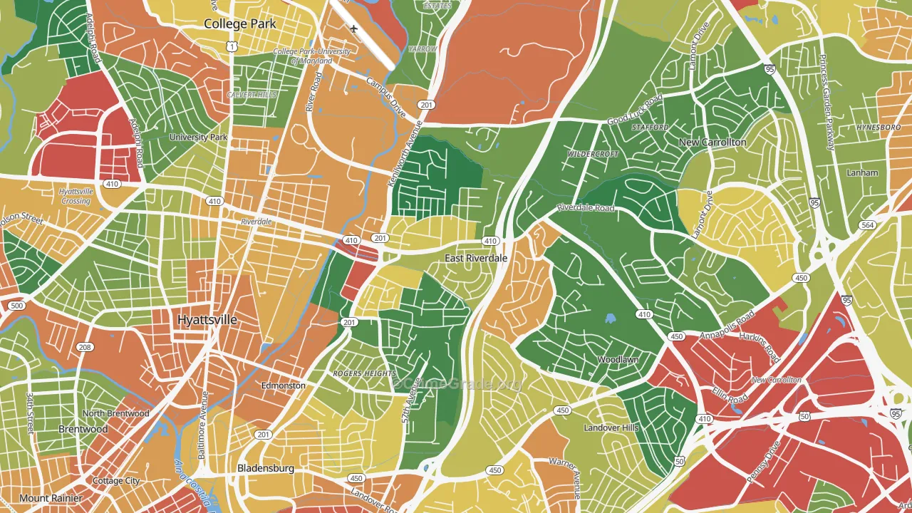 East Riverdale, MD Map of Theft Rates