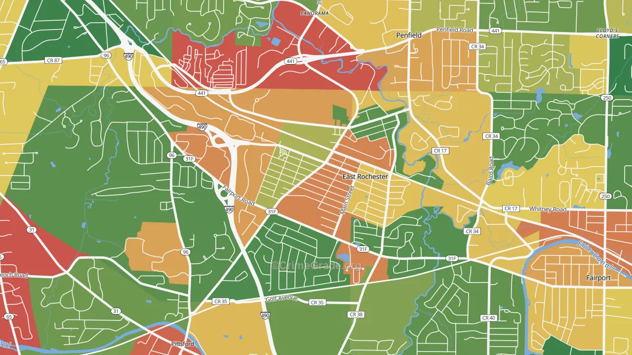 East Rochester, NY Map of Theft Rates