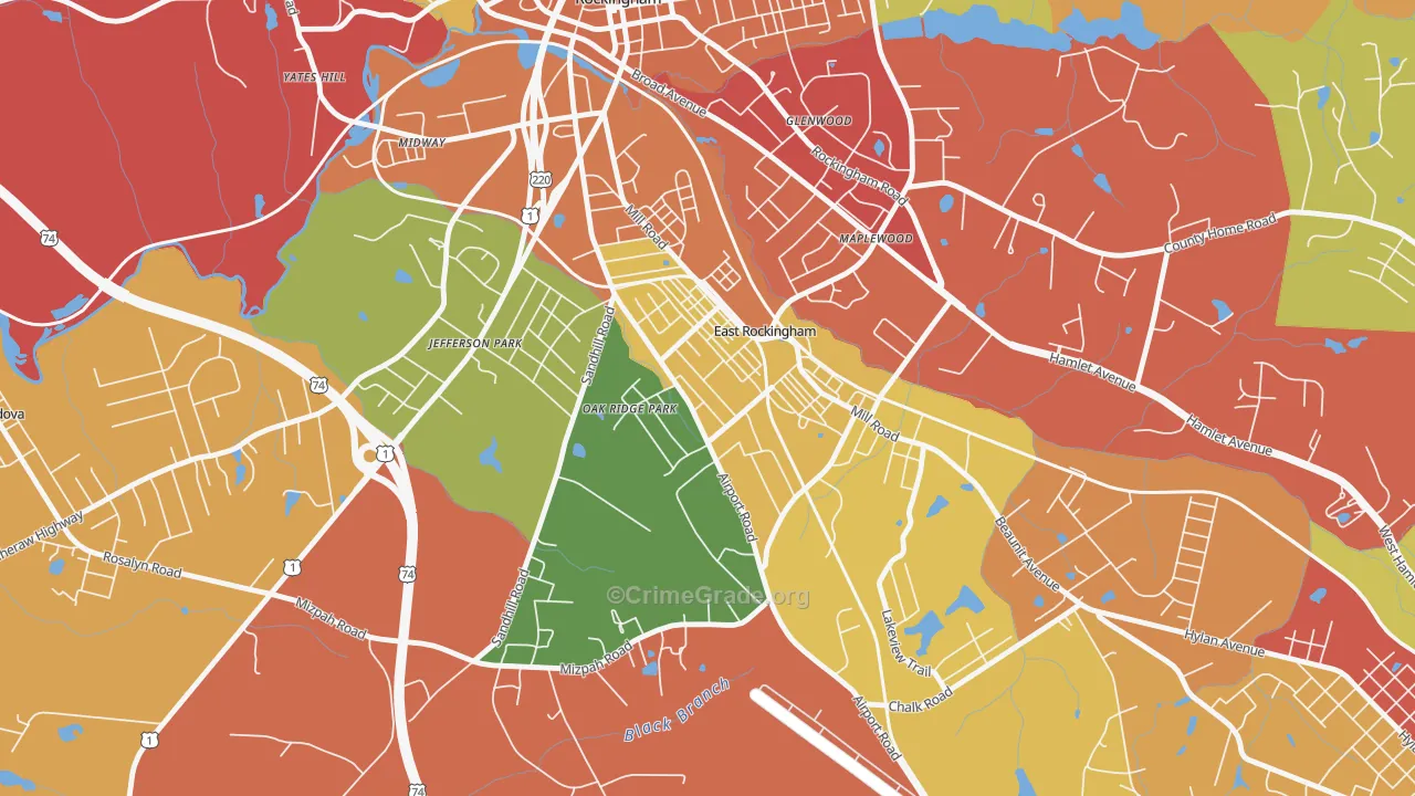 East Rockingham, NC Map of Theft Rates