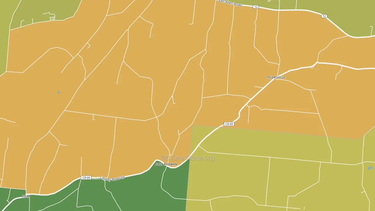 East Rodman, NY Map of Theft Rates